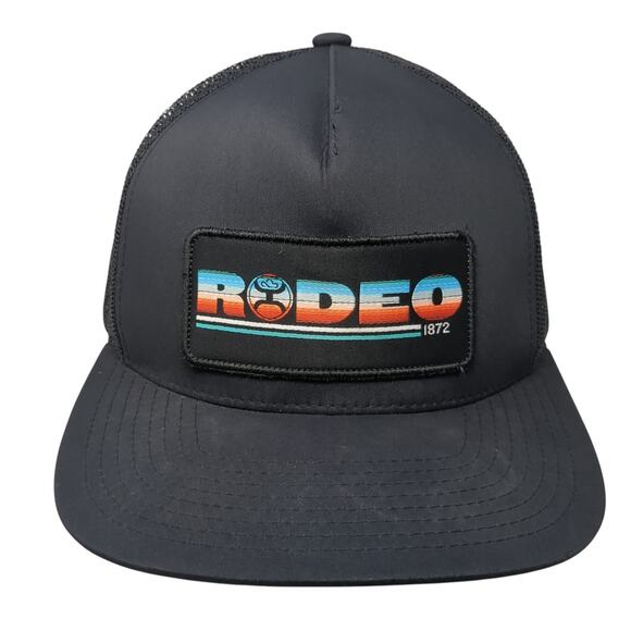 Rodeo Snapback Trucker Hat Black One Size Adjustable Embroidered Get Your Hooey - Picture 1 of 9